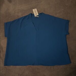 Elegant Blue V-Neck Blouse by Avaya NWT